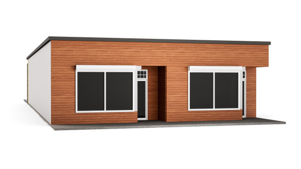 现代建筑中商店橱窗的3D渲染图片下载