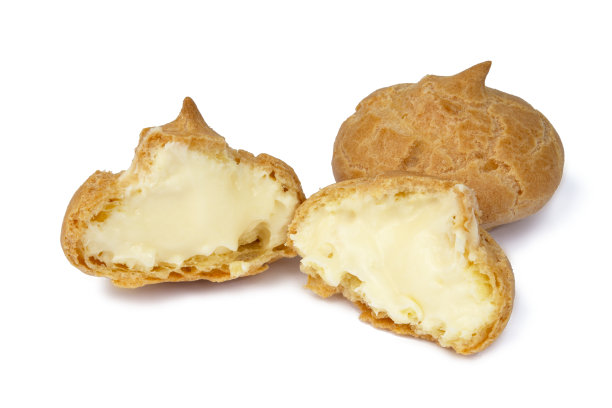 奶油泡芙面包房profiterole孤立的白色背景图片下载