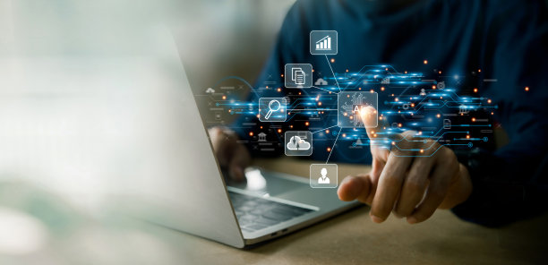 人工智能学习和商业人工智能，现代，数字时代商业思想的转变和技术的采用，增强全球商业能力，人工智能。图片下载