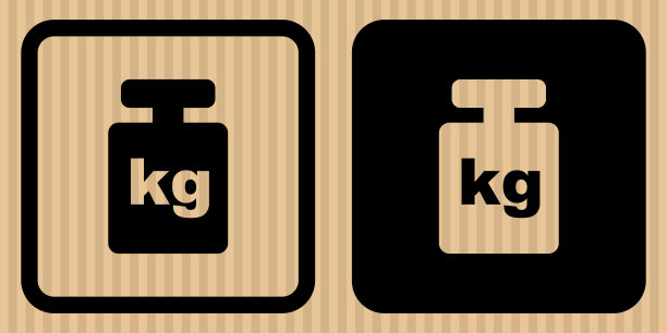 包装重量简单平面图标矢量插图与纸板纹理背景图片下载