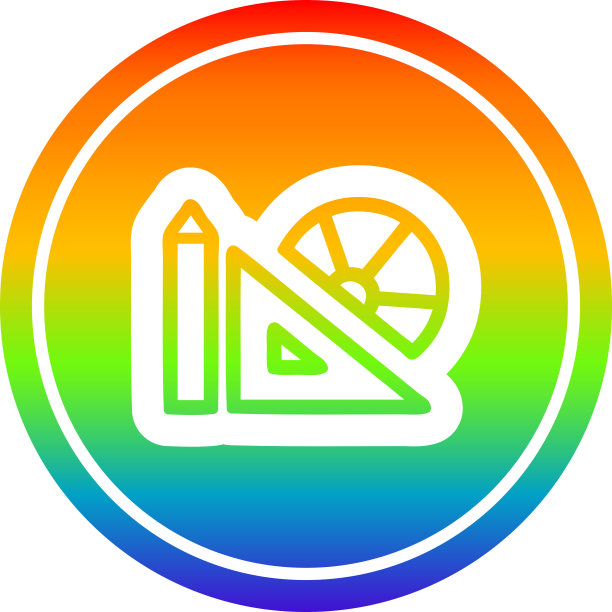 数学设备圆形图标与彩虹渐变完成图片下载