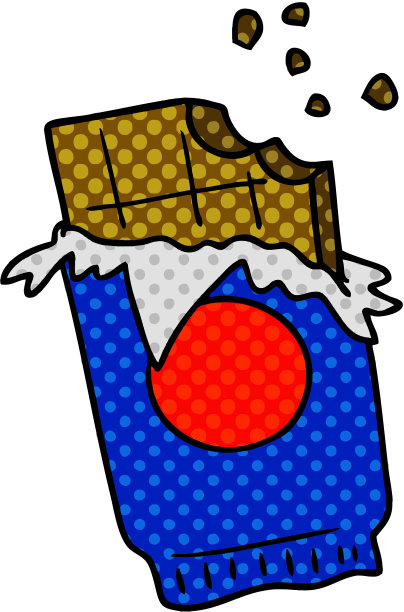 一条巧克力的手绘卡通涂鸦图片下载