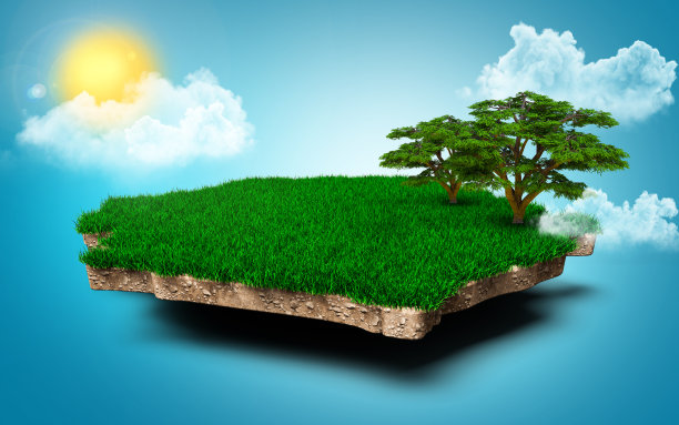 波兰地图的横截面隔离的背景上的树木，蓝天，阳光，和云图片下载