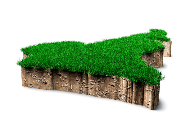 喀麦隆地图，土壤地地质剖面以绿草为主，底色为白色图片下载