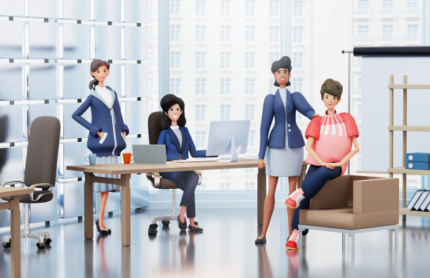 年轻的职业女性在职。三维渲染图图片下载