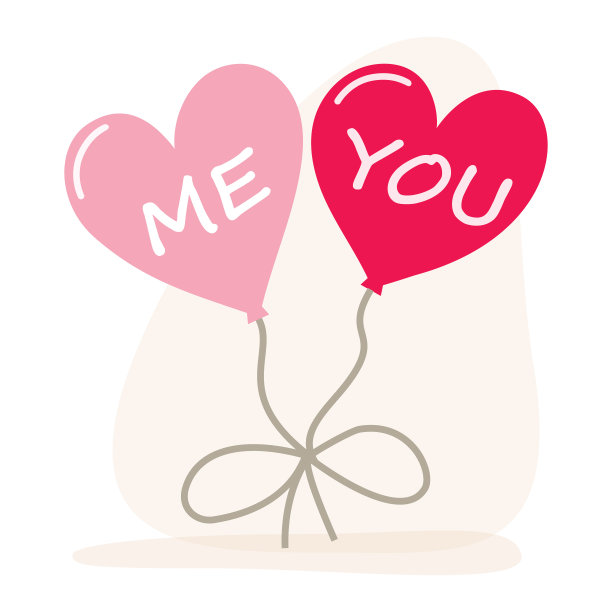 剪贴艺术元素手绘心脏气球在孤立的背景图片下载