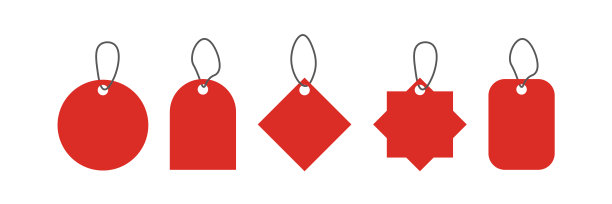 纸质价签，3d红色，白色背景。空白图标。价格或标签标签模型模板集。10每股收益图片下载