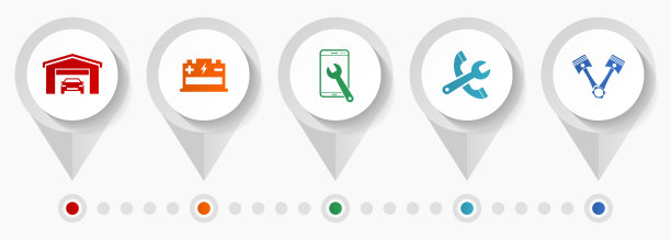 车间矢量图标，汽车服务平面设计网页指针集合，业务概念信息图模板图片下载