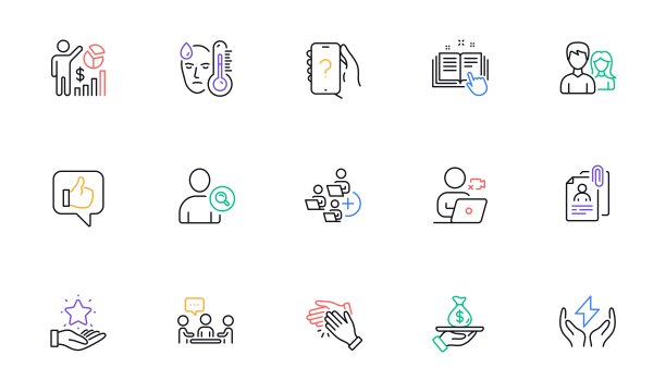 鼓掌，提问和安全能源线图标网站，打印。为设计。向量图片下载