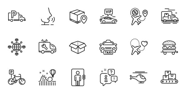 大纲套Vip转移，物流网络和电梯线图标的web应用程序。为设计。向量图片下载