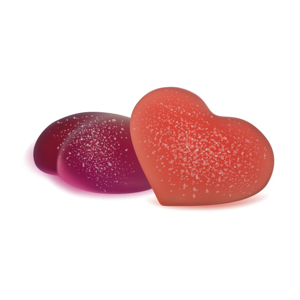 逼真详细的3d心形糖果集。向量图片下载