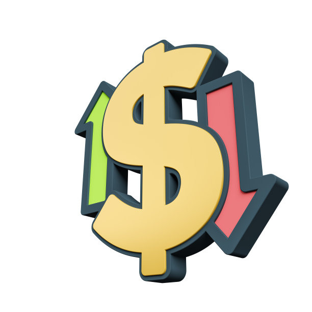 美元符号与上下箭头左下角视图3d图标渲染插图图片下载