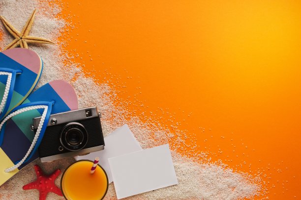 平面沙滩概念与明信片图片下载