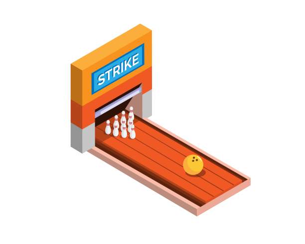 保龄球游戏等距插图矢量图片下载