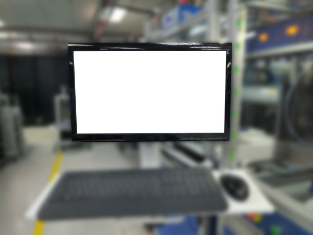 实验室背景上的电脑屏幕空白。图片下载