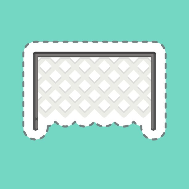 贴纸线切断足球目标。与运动器材符号相关。设计简单，可编辑。简单的说明图片下载