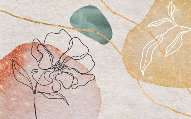 彩色形状和花朵的插图孤立在地毯纹理的背景图片下载