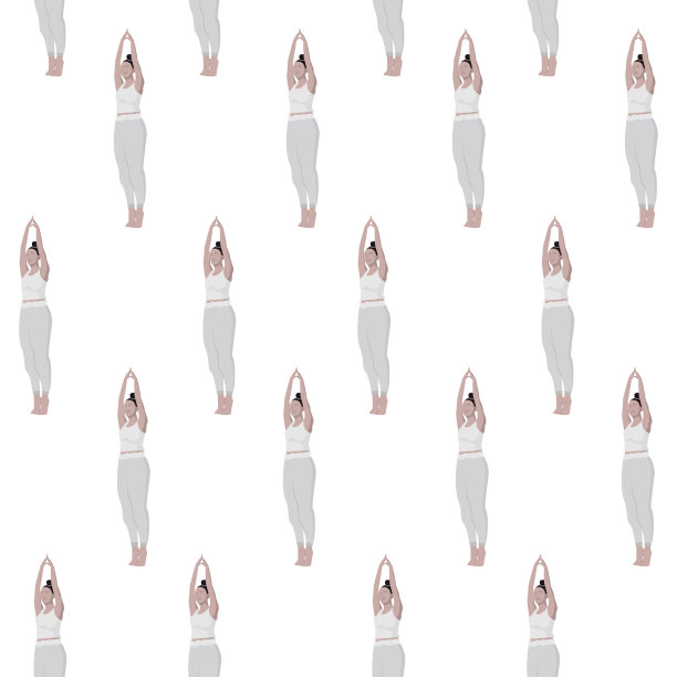 无尽的图案与形象的一个女人表演瑜伽体式在她的脚趾与她的手举起。图片下载