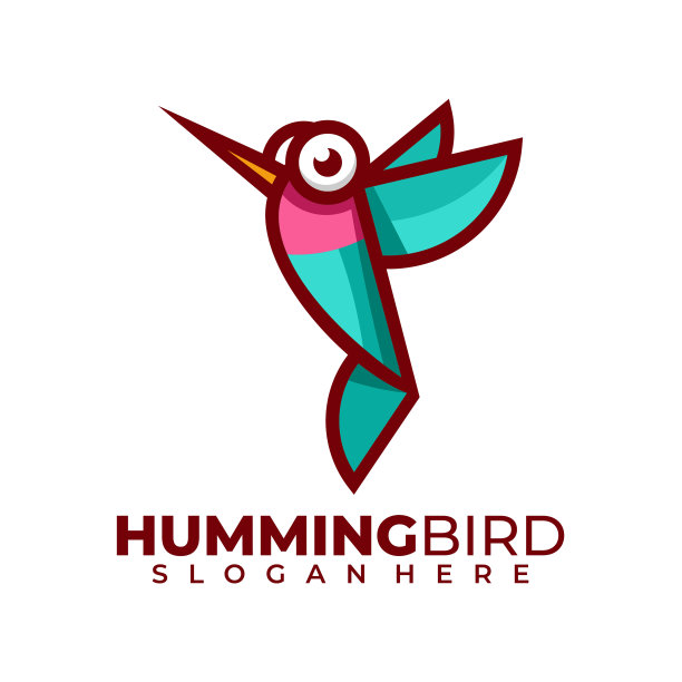 蜂鸟设计彩色吉祥物模板图片下载