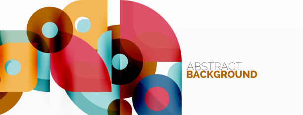 彩色的圆形，圆形和三角形背景。最小的几何模板墙纸，横幅，演示图片下载