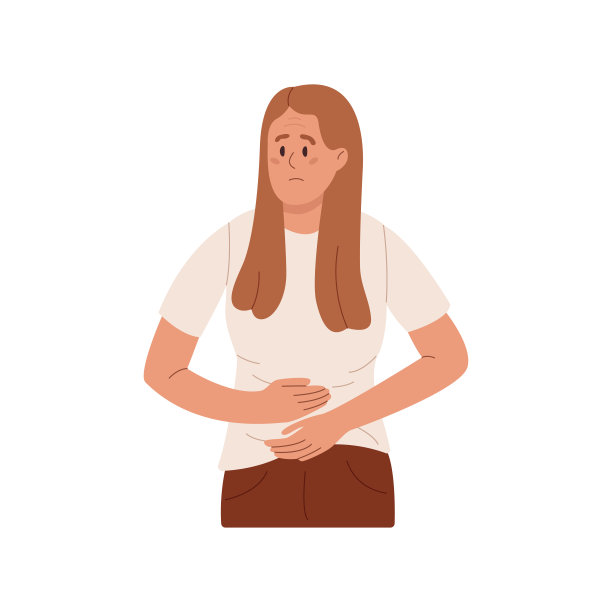 悲伤的年轻女子有胃痛图片下载