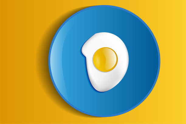 在蓝色盘子里的炒鸡蛋。矢量图图片下载
