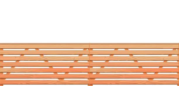 由木板和尖桩栅栏制成的新未油漆木栅栏。横向无缝设计。隔离在白色背景向量。图片下载