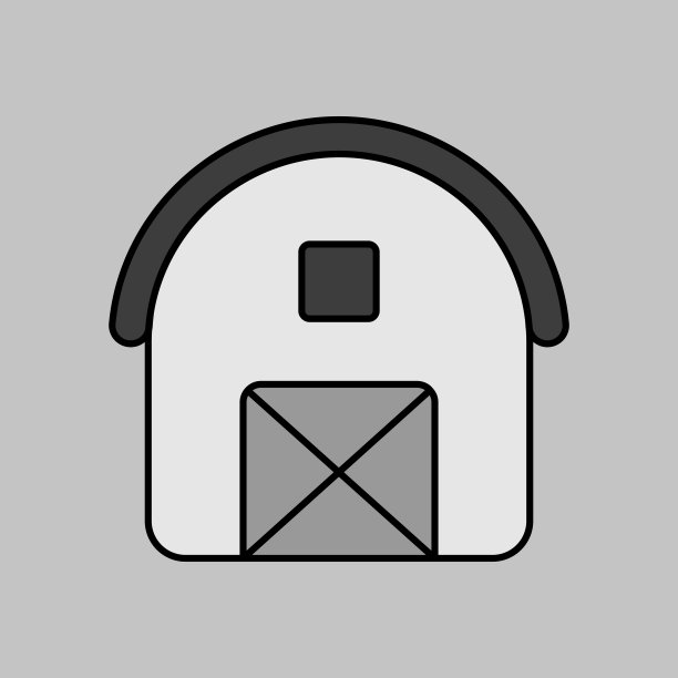 农场谷仓矢量灰度图标。农场属相图片下载