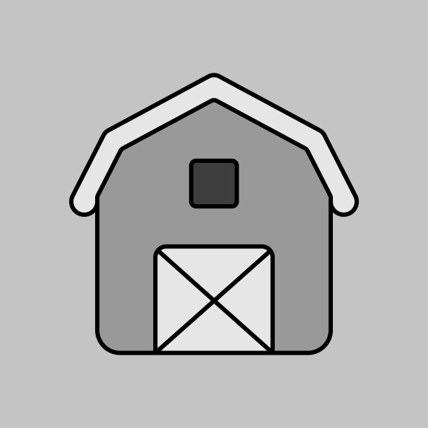 农场谷仓矢量灰度图标。农场属相图片下载