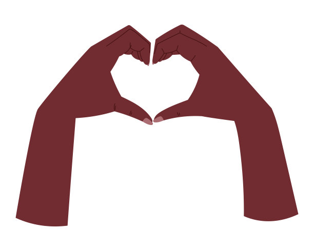 非裔美国妇女用手做一个心形。矢量隔离平面插图。图片下载