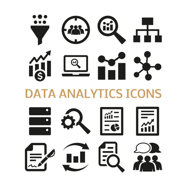 数据分析图标设置在白色背景上。图片下载