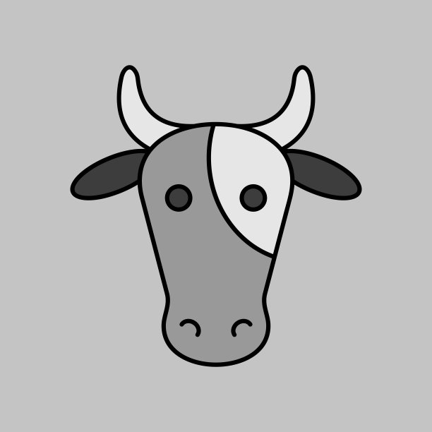 牛矢量灰度图标。兽头星座图片下载
