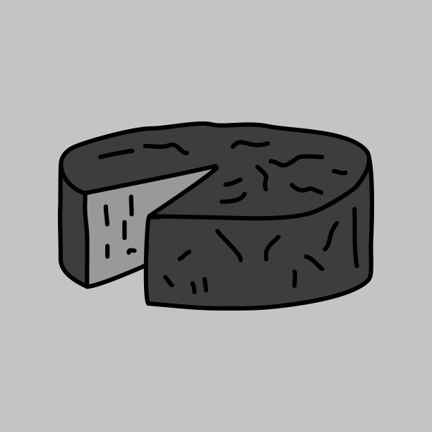 软奶酪与模具矢量灰度图标图片下载