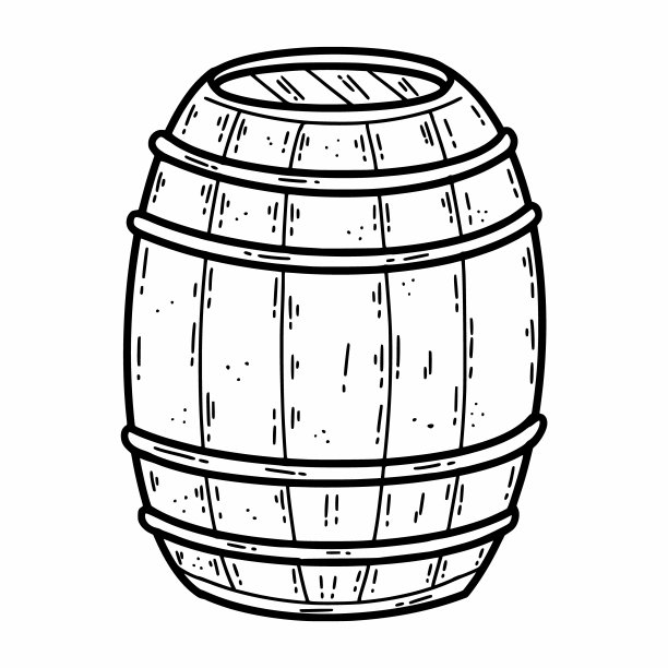 木制的桶。矢量插图的涂鸦。草图。图片下载