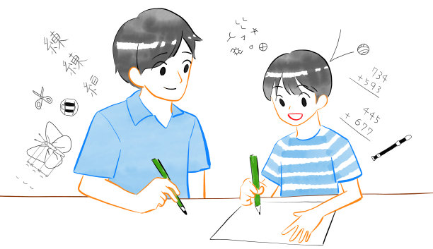 小学高年级的男孩和老师图片下载