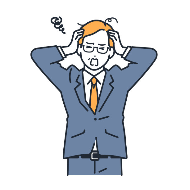 简单的矢量插图材料的商人谁是担心持有他的头图片下载