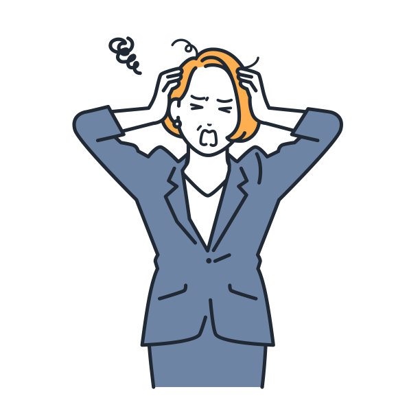 简单的矢量插图材料的商业妇女谁是担心持有她的头图片下载
