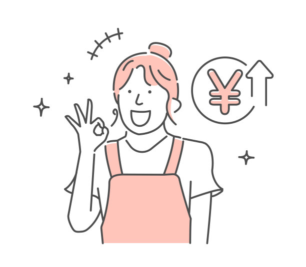 一个年轻妇女(家庭主妇)的矢量插图，谁是满意的增加的钱图片下载