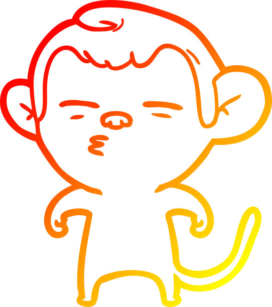 温暖的梯度线绘制卡通可疑的猴子图片下载