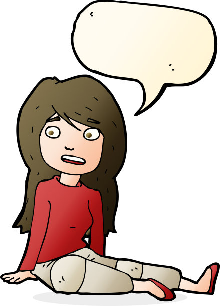 卡通女孩坐在地板上说话泡泡图片下载