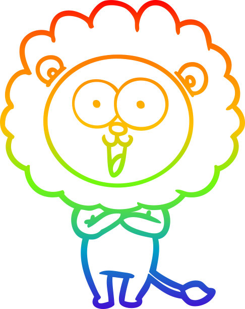 彩虹渐变线条绘制一个快乐的卡通狮子图片下载