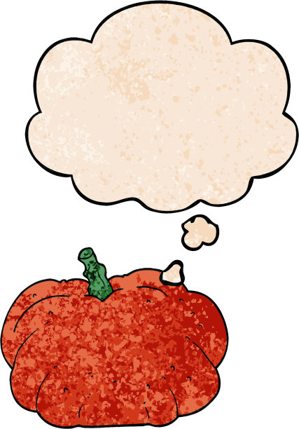 卡通南瓜与垃圾质感风格的思想泡泡图片下载