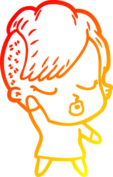 温暖的梯度线绘制一个卡通漂亮的潮女孩图片下载