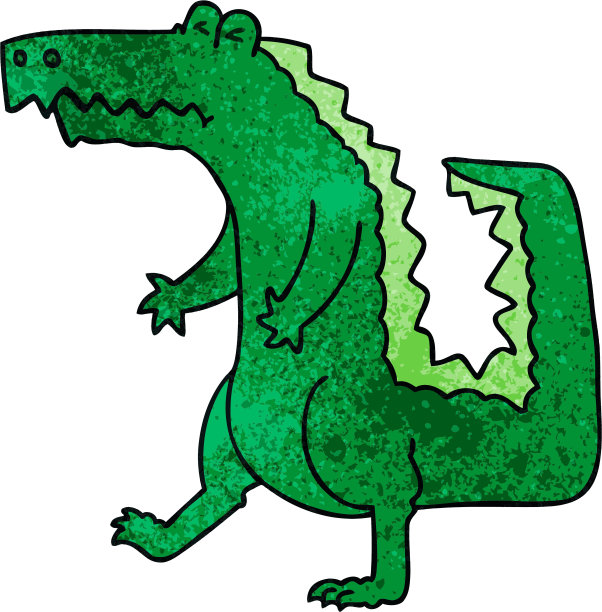 手绘古怪的卡通鳄鱼图片下载