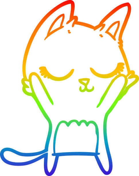 彩虹渐变线条绘制一个冷静的卡通猫图片下载