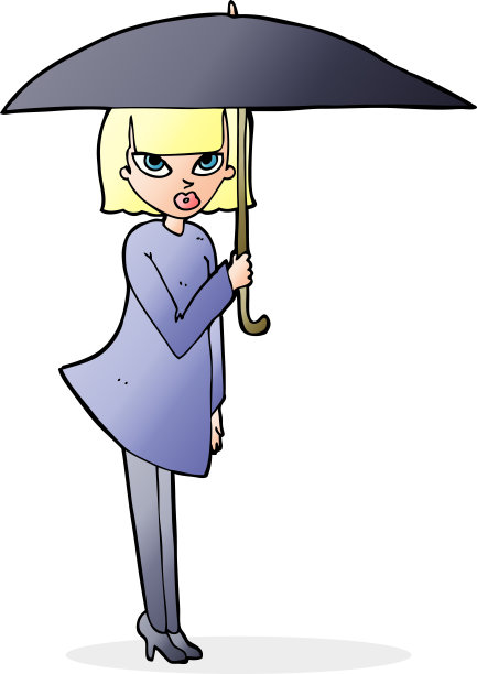 带伞的卡通女人图片下载