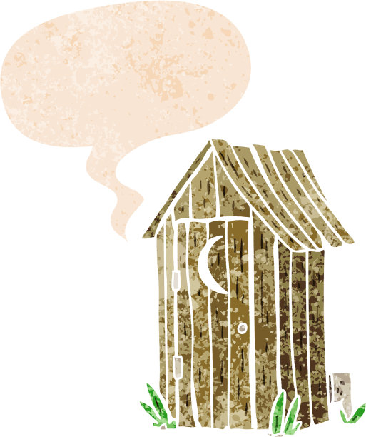 卡通户外厕所语音泡沫在垃圾摇滚苦恼复古纹理风格图片下载