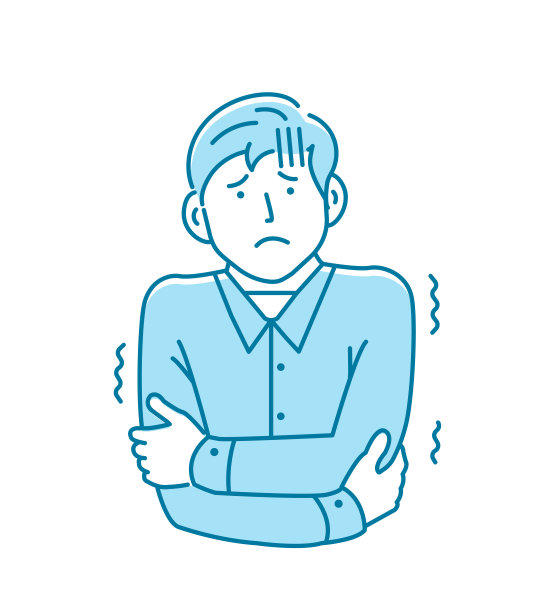 一个年轻人感觉寒冷的矢量插图图片下载