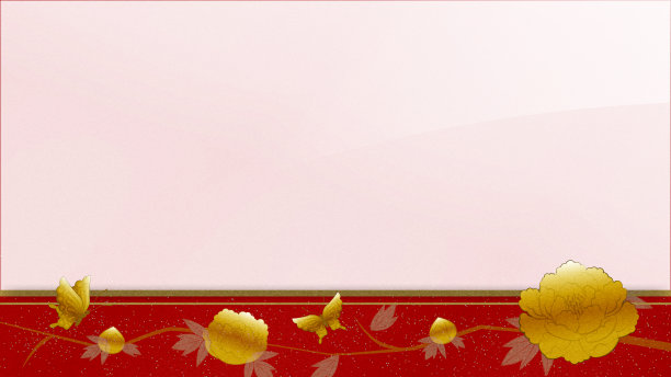 金银漆作品牡丹花在红色背景，复制空间可用图片下载