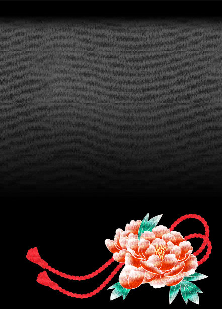 牡丹花的传统日本和服图案，玉禅风格，复制空间可用图片下载